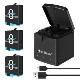 A Artman 797805882152 Battery 1500mah 3xpack And 3-channel Led Usb Storage Charger For Gopr