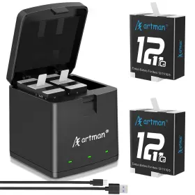 Ab00090 A Artman Hero 12 Battery 1800mah 2-pack For Gopro 11 10 9 Black And 3