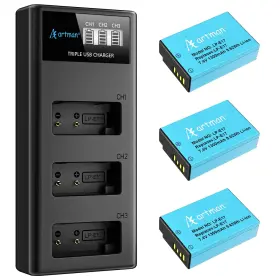 Ab00177 A Artman Lp-e17 Battery 3-pack 1300mah And 3-slot Lcd Charger For Canon Eos R50