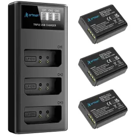 Ab00178 A Artman Lp-e10 Battery 3-pack 1600mah And 3-slot Lcd Charger For Canon Lp E10