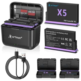 Jh-x5 A Artman 360 X5 Battery For Insta 2 Pack 2850mah Batteries And