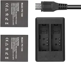 Akaso 445057895873 1350mah Action Camera Rechargeable Batteries 2 Pack W Dual Usb Charger For