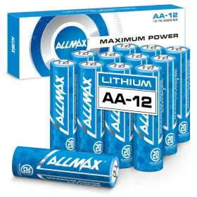Allmax Battery 850042845523 Aa Maximum Power Lithium Batteries 12 Count Pack Of 1