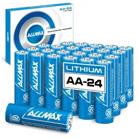Allmax Battery 850042845530 Aa Maximum Power Lithium Batteries 24 Count Longest Lasting Leakp