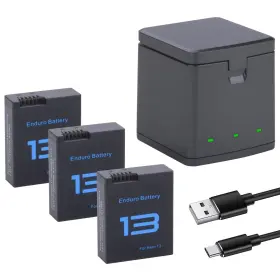 Ab00301 Ancbd 3-pack Batteries With 3-channel Battery Charger Station For Gopro Hero 13