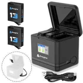 An75 Anegine Hero 13 Enduro Battery 2-pack 2300mah And Lcd 3-channel Storage Charger