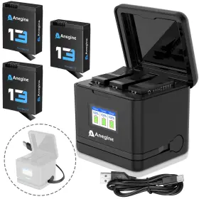 An76 Anegine 3-pack Hero 13 Batteries 2100mah High Capacity Battery For Gopro - New