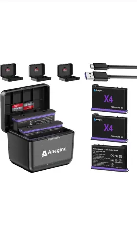 Is360x4b-3 Anegine 3 Batteries And Triple Charger For Insta 360 X4 Rechargeable Lithium New