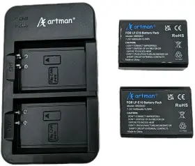 Cc-001-e10 Artman Usb Dual Charger Battery Fits Canon Lp-e10 Cameras With 2 7.2v 1600mah Batteries