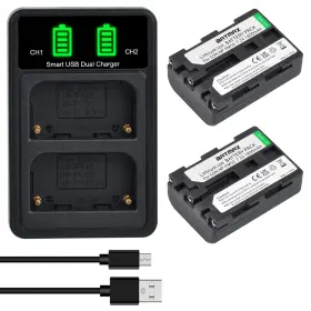 Np-fm30 Batmax 612715052108 2pcs Np-fm50 Battery Usb Lcd Dual Charger With Type C Port For Sony
