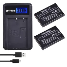 Klic-50 Batmax 682559637793 2pcs Fnp-60 Np-60 Battery Lcd Usb Charger For Fujifilm Kodak