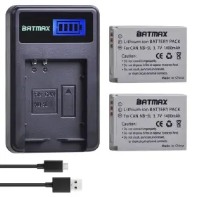 Nb-5l Batmax 713831012905 2pcs 1400mah Nb5l Battery Lcd Usb Charger For Canon Powershot S100 S