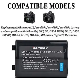 En-el18d Batmax 715748965565 3400mah En El18d Battery For Nikon D5 D6 Z9 D4 D4s Cameras #3