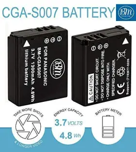 Cga-s007 Bm Premium 610585769652 2-pack Of Batteries And Battery Charger For Panasonic Dmc-tz1 Dmc-t #2