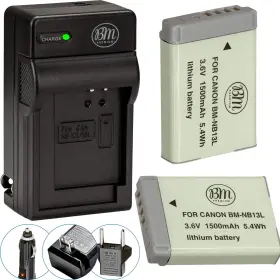 Nb-13l Bm Premium 639713349191 2-pack Of Batteries And Charger Kit For Canon Powershot Sx740 Hs G1 X