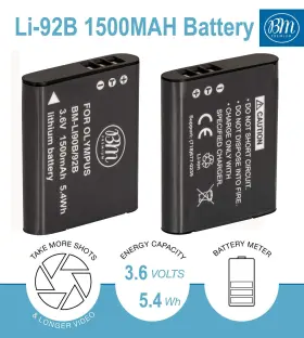 Li-92b Bm Premium 639713353686 2 Li-90b Batteries And Dual Battery Charger For Olympus Tough Tg-6 T #3