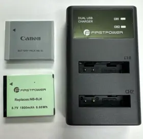 Nb-6lh Bm Premium 689775047245 First Power Dual Battery Pack And Charger For Canon Nb-6l