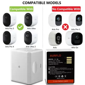 Burflo 789458463185 2-pack Rechargeable Battery For Arlo Pro 5/5s 2k/arlo 3/pro 4/ultra/ultra #2