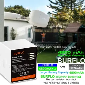 Burflo 789458463185 2-pack Rechargeable Battery For Arlo Pro 5/5s 2k/arlo 3/pro 4/ultra/ultra #3