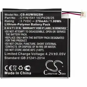 Cameron Sino 753070689407 270mah Battery For Asus Zenwatch 2 W1502qf P/n 0b200-01760100