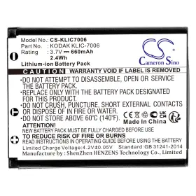 Cs-klic7006 Cameron Sino New Battery For Ricoh Ds-6365 Dm-6370 Sl-58 Sl-68 660mah / 2.44wh