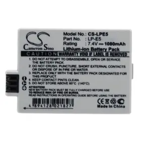 Cs-lpe5 Cameron Sino Battery For Canon Eos 1000d 450d 500d Kiss F X2 X3 Rebel T1i Xs Xsi Lp-e5