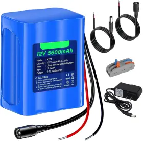 Xz01 Cityork 12v 5600mah Rechargeable Lithium Battery With Charger Bare Leads Wire P