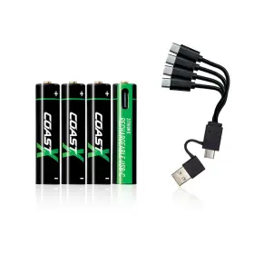 Coast 015286310088 Zithion-x Aaa Rechargeable Lithium Batteries 4-pack Usb-c Fast Charging