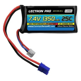 Le2s135025l Common Sense Rc Lectron Pro 7.4v 1350mah 25c Li-po Battery With Ec2 Connector