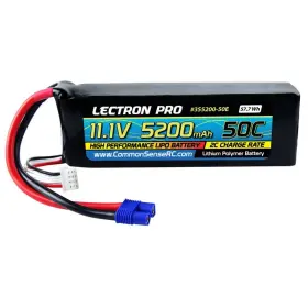 Le3s520050x Common Sense Rc Lectron Pro 11.1v 5200mah 50c Li-po Battery With Xt60 Connector