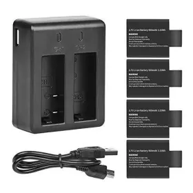 Delicoco 611138996679 D&f Dual Battery Charger With 4 Pack 3.7v 900mah Li-ion Sjcam Sj