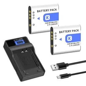 Np-fk1 Dftim 712490674066 2-pack Np-bk1 Battery Quick Lcd Charger Compatible For Sony Cy