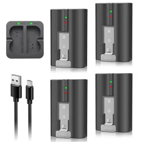 Dftim 753980255679 4-pack V4 6040mah Replacement Battery With Charger Station For Ring-doorbell
