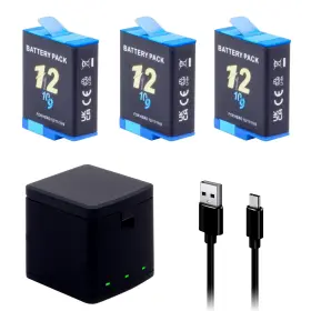 Dftim 753980255792 Battery Charger Kit 3-pack 2000mah Hero 12 For Gopro 11 10