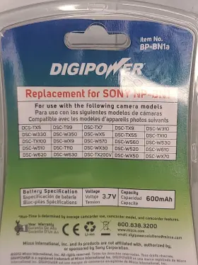 Bp-bn1a Digipower Rechargeable Battery Replacement Sony Np-bn1 Digital Camera Li-ion G7 #3