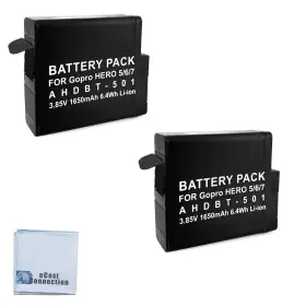 Ecostconnection 760585512946 2 Replacement Batteries Ahdbt 501 For Gopro Hero 5 6 7 Silver And Black Edi