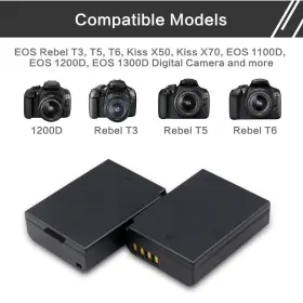Lp-e10 Enegon 763250341650 2 Battery Packs Dual Usb Charger Compatible With Canon Eos Rebel T3 T5 #3