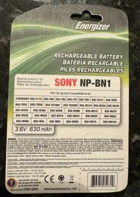 Np-bn1 Energizer 636980950310 Rechargeable Battery For Sony #2