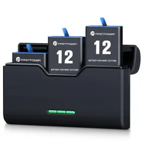 Zhsmz8013afp Firstpower Hero 12/11/10/9 Battery 3-pack 2250mah And Triple Slot Usb Fast Charger Fully