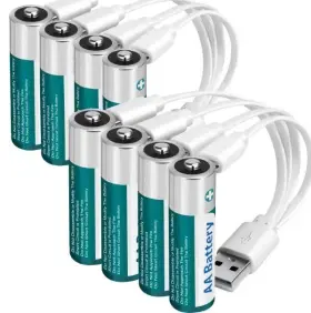 Fitinoch 768469649047 8 Pack Rechargeable 1.5v Lithium Aa Batteries With 4 In 1 Usb C Charging Cabl