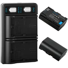 Fxdazr Jn-001-fba Fcdazr Lp-e6 Lp-e6n Battery 2-pack And Dual Usb Charger Compatible With Canon
