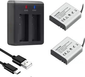 Geekam 313110837849 1350mah Action Camera Rechargeable Batteries 2-pack With Dual Usb Charger For