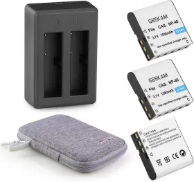 Np-40 Geekam 744759645982 Battery Pack 1500mah Rechargeable 3-pack With Usb Dual Charger F