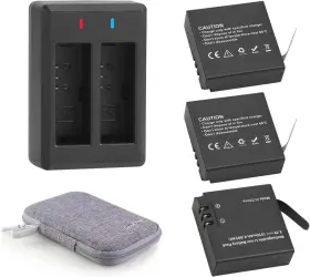 Geekam 744759701770 1350mah Battery 3 Pack With 2-channel Charger For Akaso Brave 7 Le Not Br