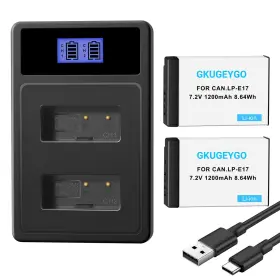 Lp-e17-2b1c Gkugeygo 2-pack Lp-e17 Battery And Dual Usb Charger For Canon Eos R100 R50 Rp T8i T7i