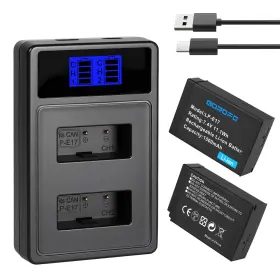 E17-2d1c Gorofo 2-pack Lp-e17 Battery And Lcd Dual Charger Set For Canon Eos R100 R50 R10 R8 Rp
