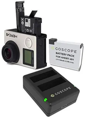 Hero4 Goscope 710465467323 Dual Charging Dock Spare Battery - / Black Hero