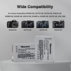 Nb-10l Hisewen 728990871782 Battery 2 Pack And Dual Charger For Canon Powershot G1 X G3 #2