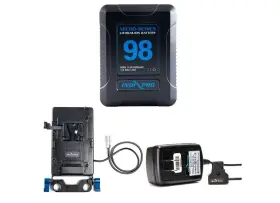 Pskt25 Indipro Micro-series 98wh V-mount Battery Kit With Rod Plate And D-tap Charger