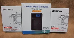 Np-fv50 Ion Np-fv50/np-fv/fh Lot Of 2 Batmax Battery Np -fv50 Camera Charger With Lcd Display New